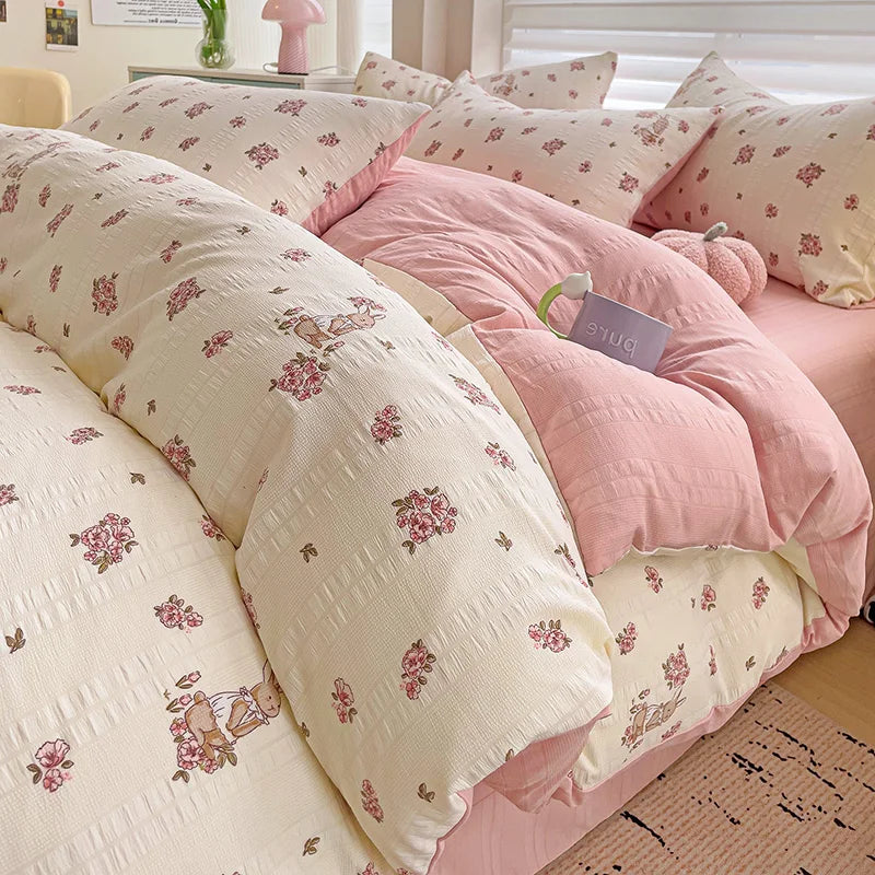 Flowers Cotton Duvet Cover Set