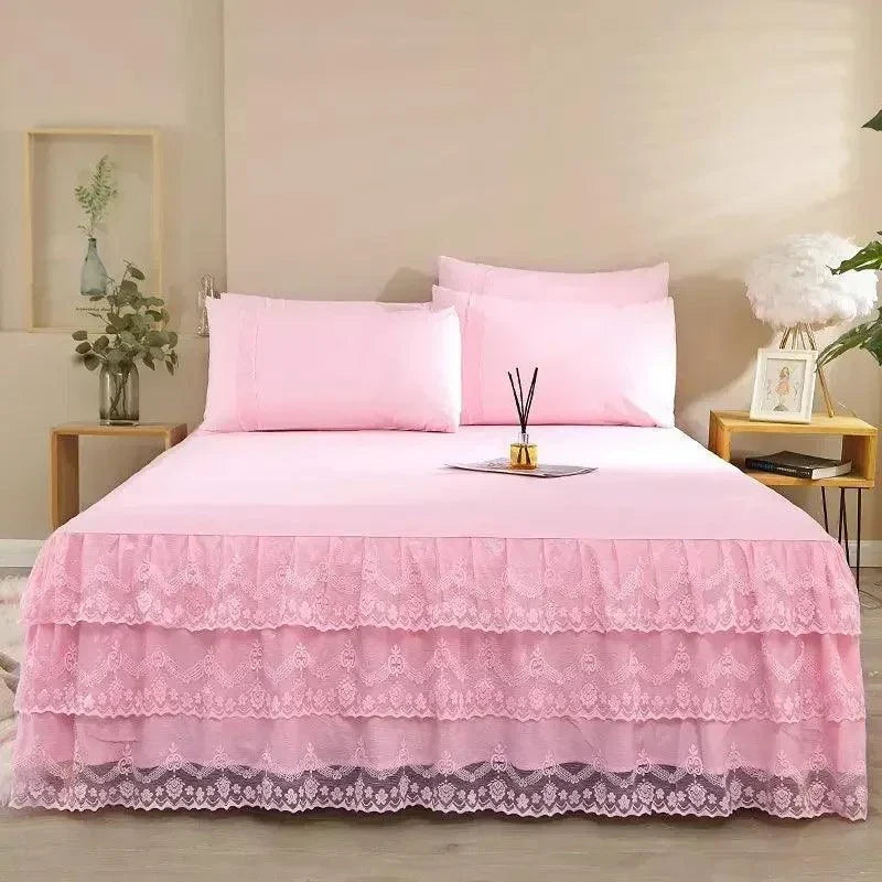 Solid Color Lace Bed Skirt Sets - Venus Trendy Fashion Online