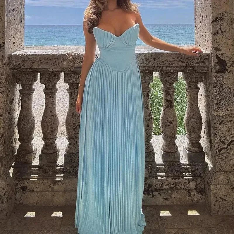 Fashion Solid Backless High Waist Dresses - Venus Trendy Fashion Online