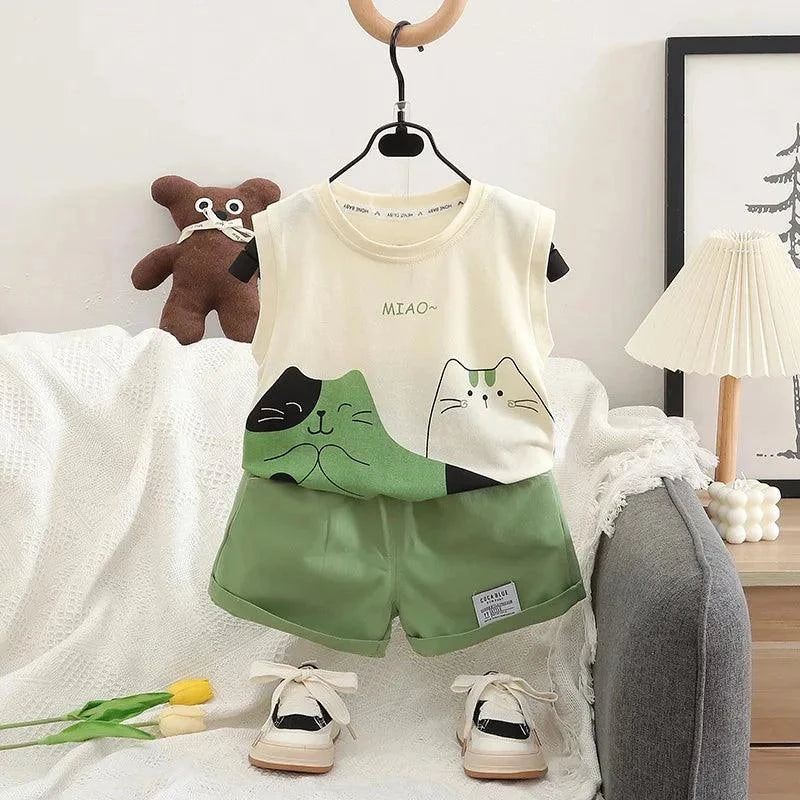 Summer Children Vest Shorts 2Pcs Sets