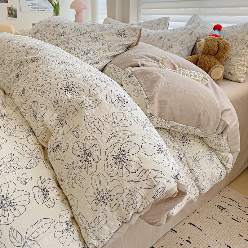 Flowers Cotton Duvet Cover Set