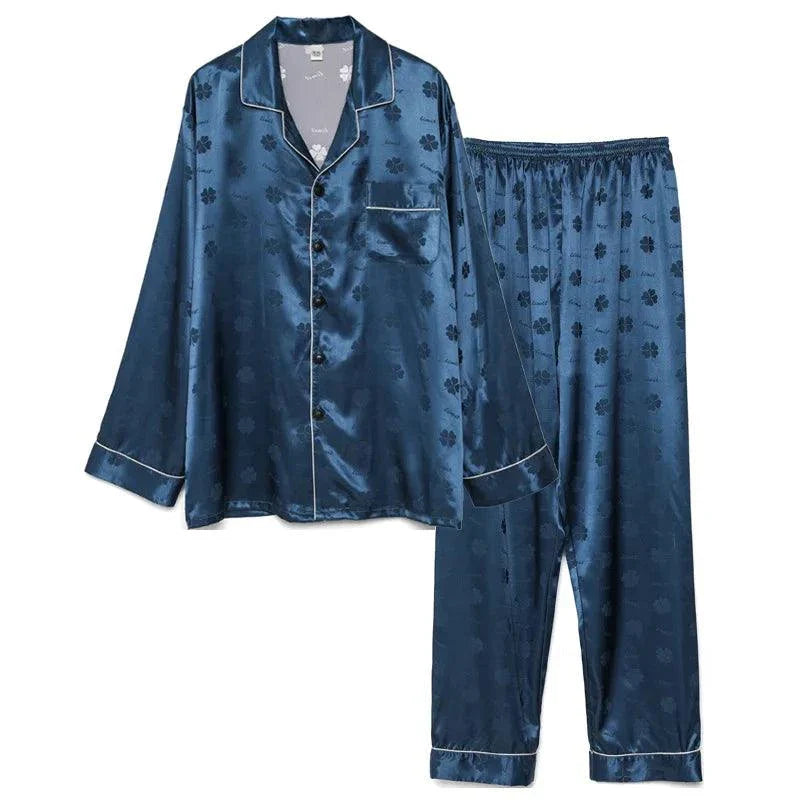 Summer Men Ice Silk Pajamas Suit