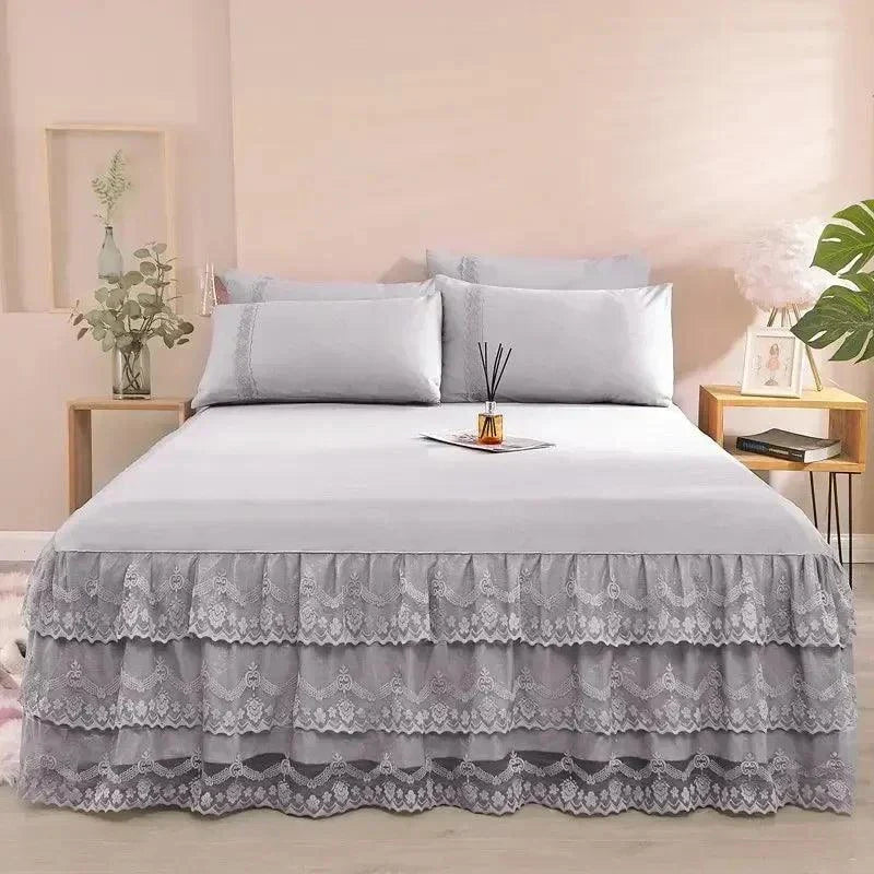 Solid Color Lace Bed Skirt Sets - Venus Trendy Fashion Online