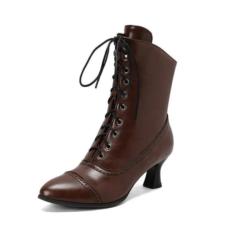 New Lace Up Ladies Victorian Ankle Boots - Venus Trendy Fashion Online