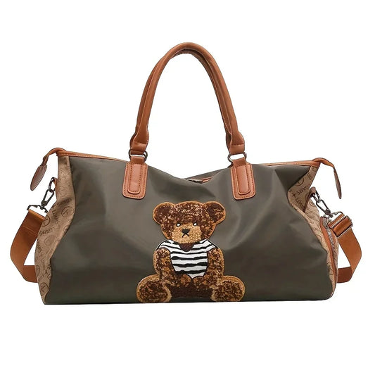 Large Capacity Travel Bag with Bear & Cat Design