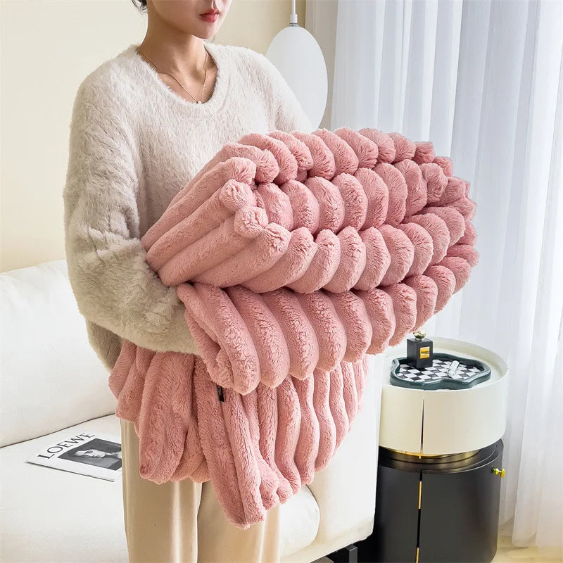 Light luxury Solid Color Multifunctional Blanket for Winter