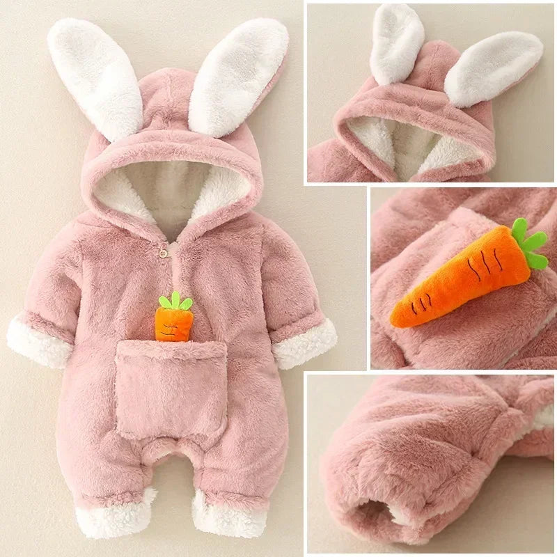 Baby Rompers Winter Warm Coral Fleece Jumpsuit