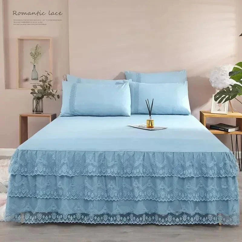 Solid Color Lace Bed Skirt Sets - Venus Trendy Fashion Online