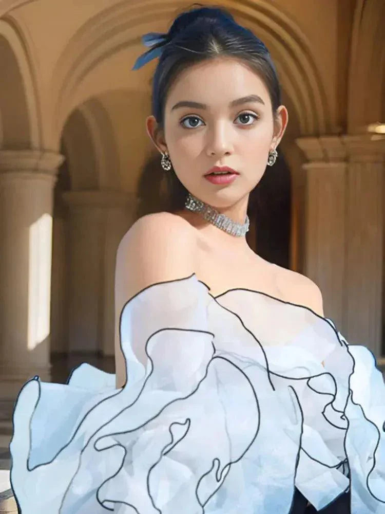 Sexy Slash Neck Off Shoulder 3D Flowers Party Dress - Venus Trendy Fashion Online