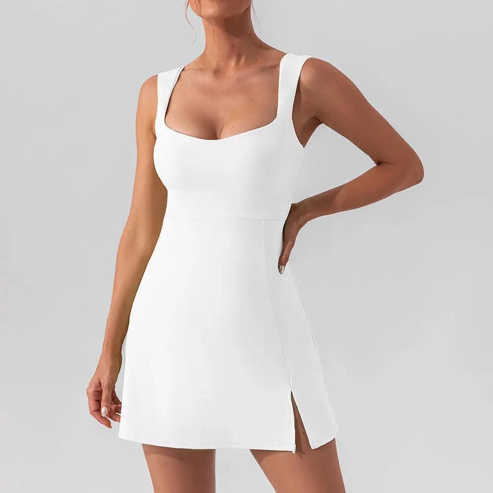 Sexy Sling Solid Color Yoga Tennis Lightweight Breathable Outdoor Golf Sports Dress Women - Venus Trendy Fashion Online