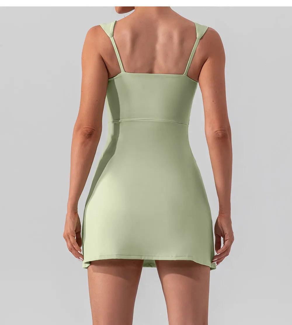 Sexy Sling Solid Color Yoga Tennis Lightweight Breathable Outdoor Golf Sports Dress Women - Venus Trendy Fashion Online