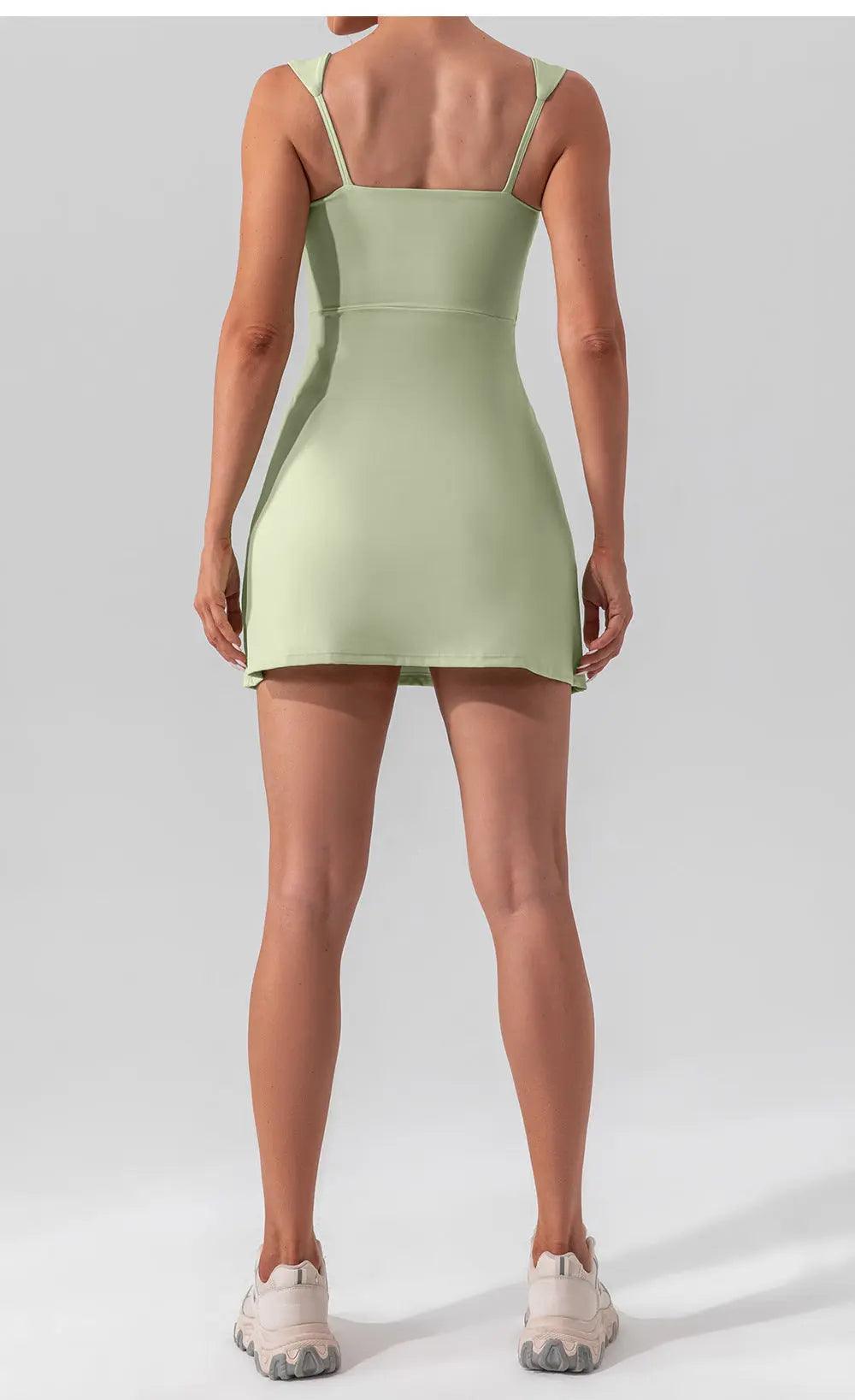 Sexy Sling Solid Color Yoga Tennis Lightweight Breathable Outdoor Golf Sports Dress Women - Venus Trendy Fashion Online