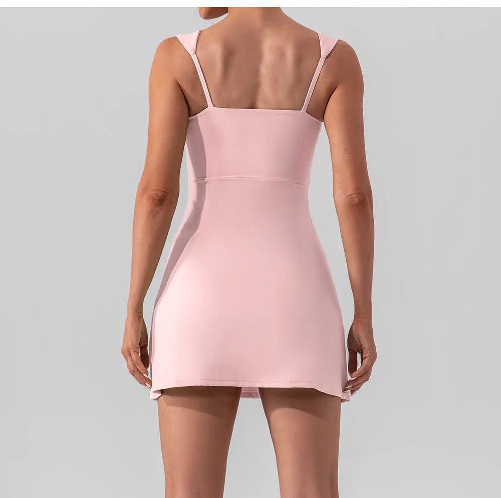 Sexy Sling Solid Color Yoga Tennis Lightweight Breathable Outdoor Golf Sports Dress Women - Venus Trendy Fashion Online