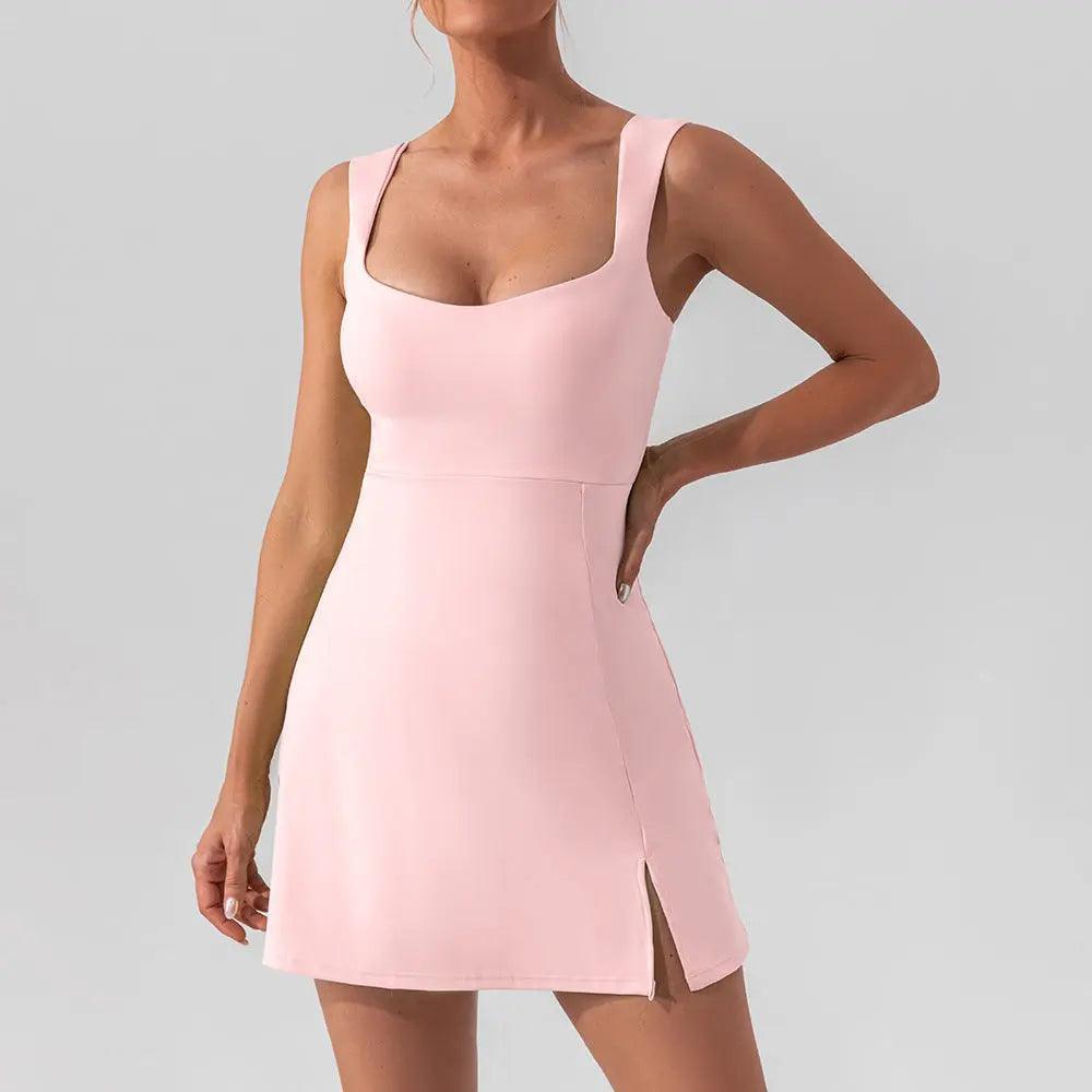 Sexy Sling Solid Color Yoga Tennis Lightweight Breathable Outdoor Golf Sports Dress Women - Venus Trendy Fashion Online