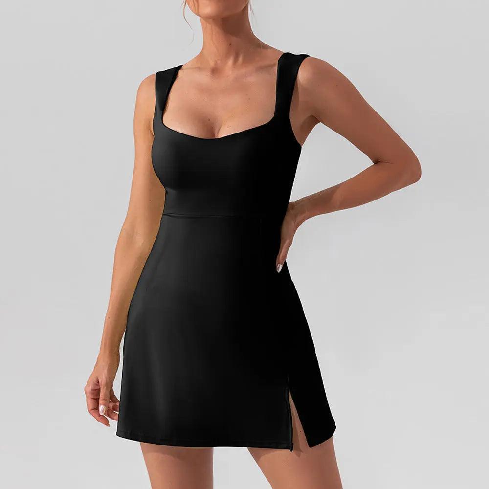 Sexy Sling Solid Color Yoga Tennis Lightweight Breathable Outdoor Golf Sports Dress Women - Venus Trendy Fashion Online