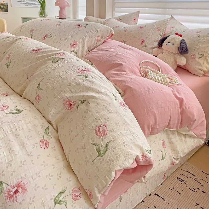 Flowers Cotton Duvet Cover Set