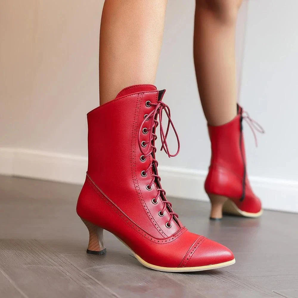 New Lace Up Ladies Victorian Ankle Boots - Venus Trendy Fashion Online