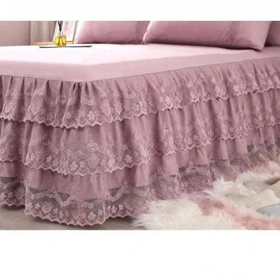 Solid Color Lace Bed Skirt Sets - Venus Trendy Fashion Online