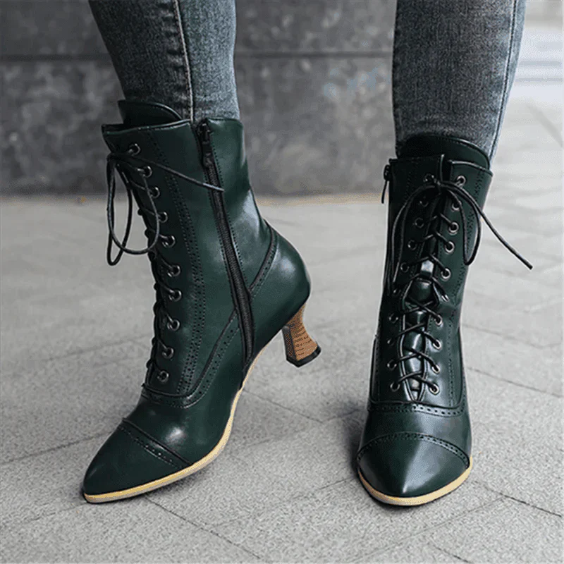 New Lace Up Ladies Victorian Ankle Boots - Venus Trendy Fashion Online