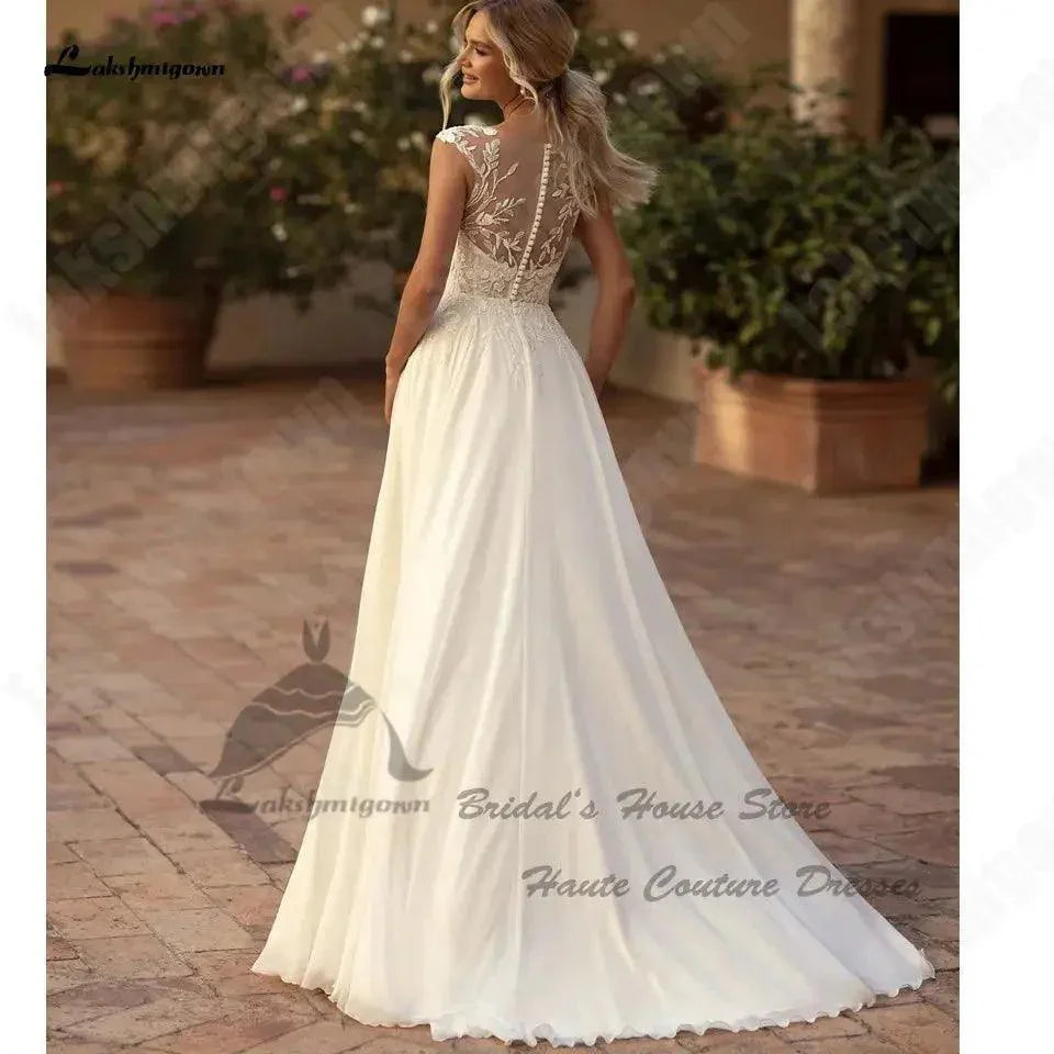 Simple Chiffon Bridal Beach Wedding Dress - Venus Trendy Fashion Online