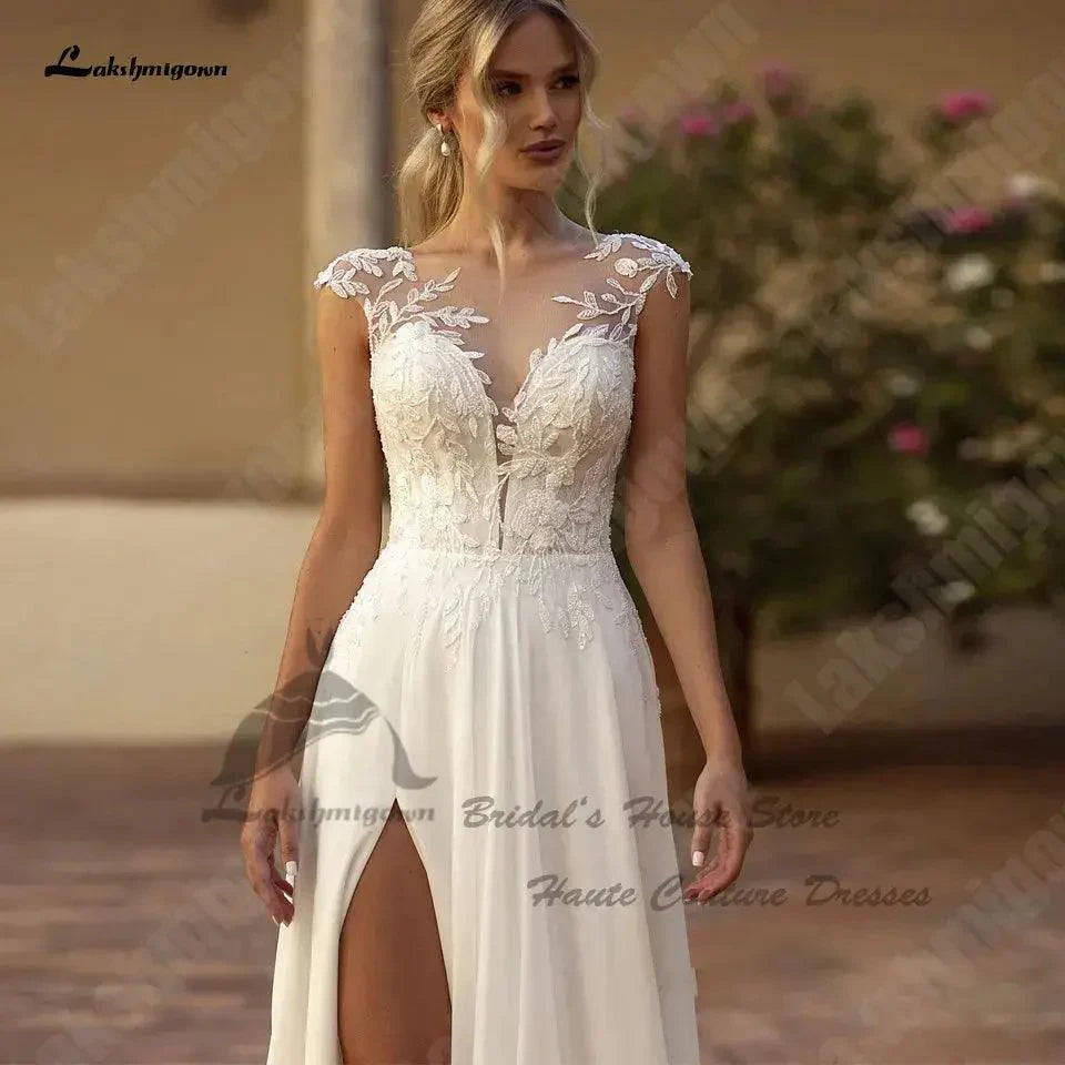 Simple Chiffon Bridal Beach Wedding Dress - Venus Trendy Fashion Online