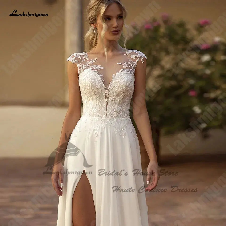 Simple Chiffon Bridal Beach Wedding Dress - Venus Trendy Fashion Online