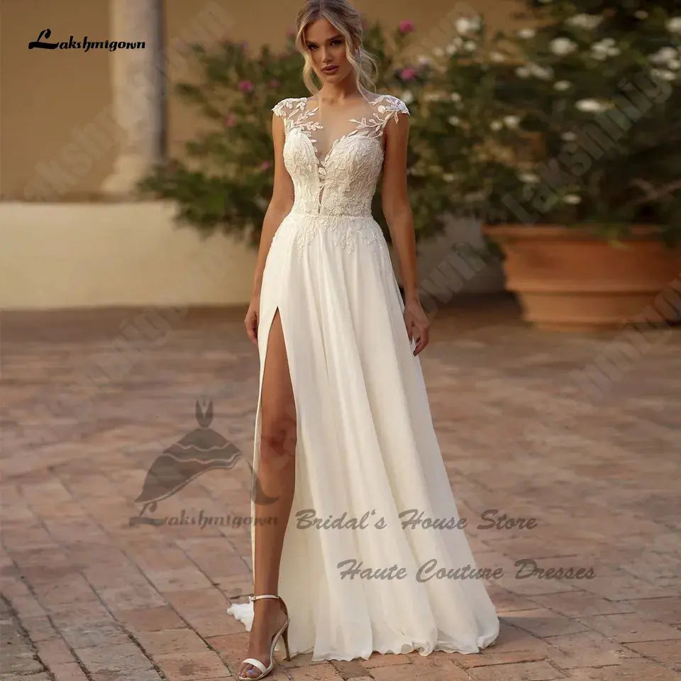 Simple Chiffon Bridal Beach Wedding Dress - Venus Trendy Fashion Online