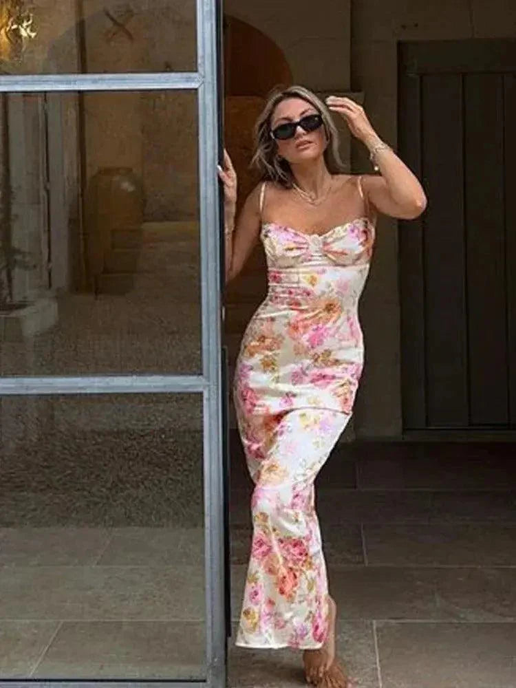 Summer Spaghetti Strap Floral Print Party Dresses - Venus Trendy Fashion Online