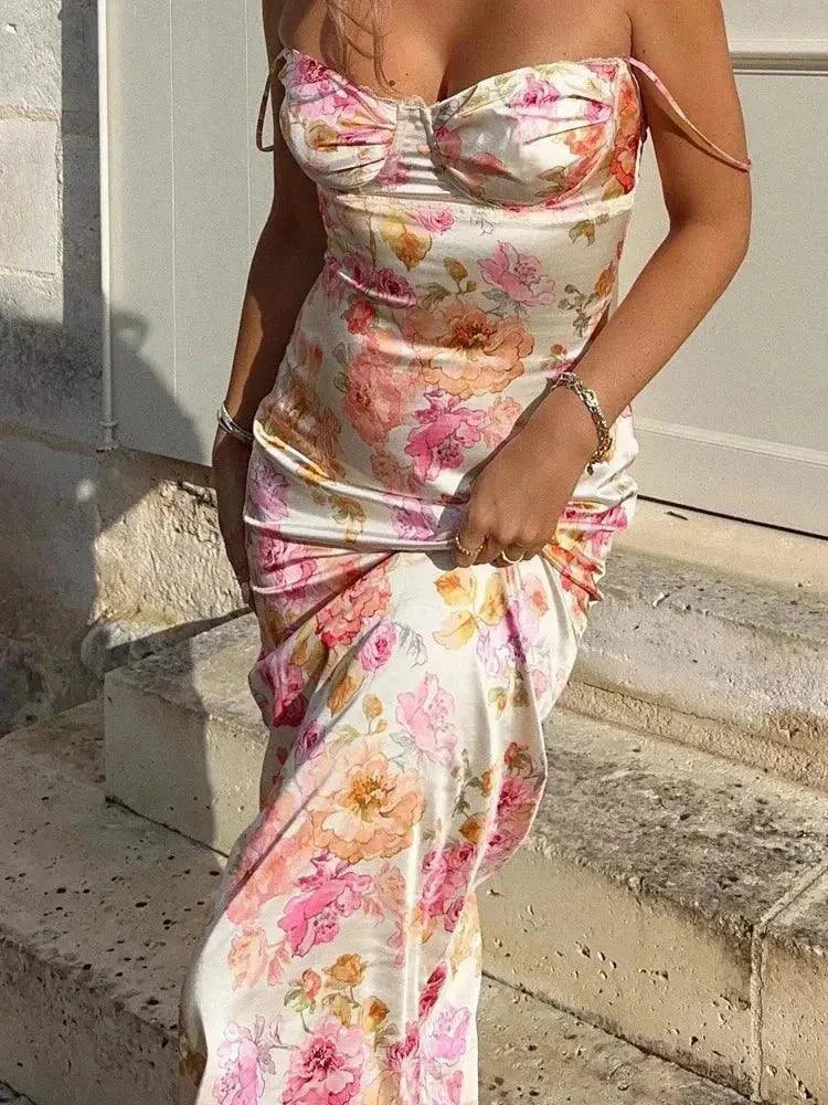 Summer Spaghetti Strap Floral Print Party Dresses - Venus Trendy Fashion Online