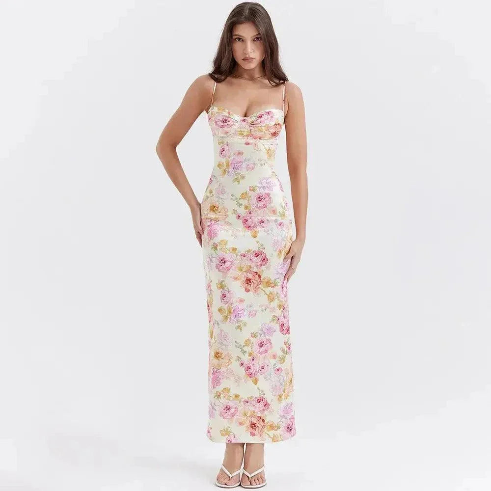 Summer Spaghetti Strap Floral Print Party Dresses - Venus Trendy Fashion Online