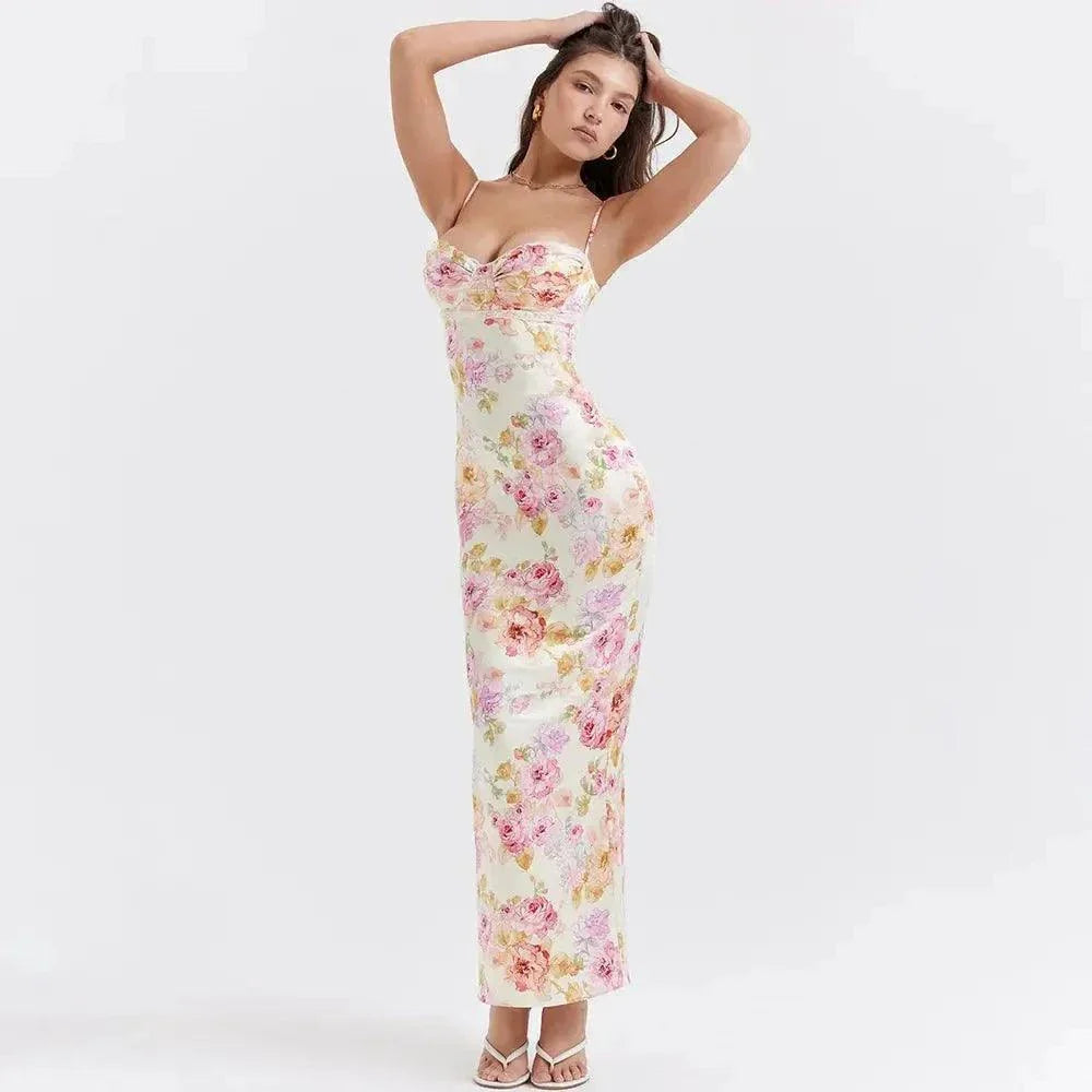 Summer Spaghetti Strap Floral Print Party Dresses - Venus Trendy Fashion Online