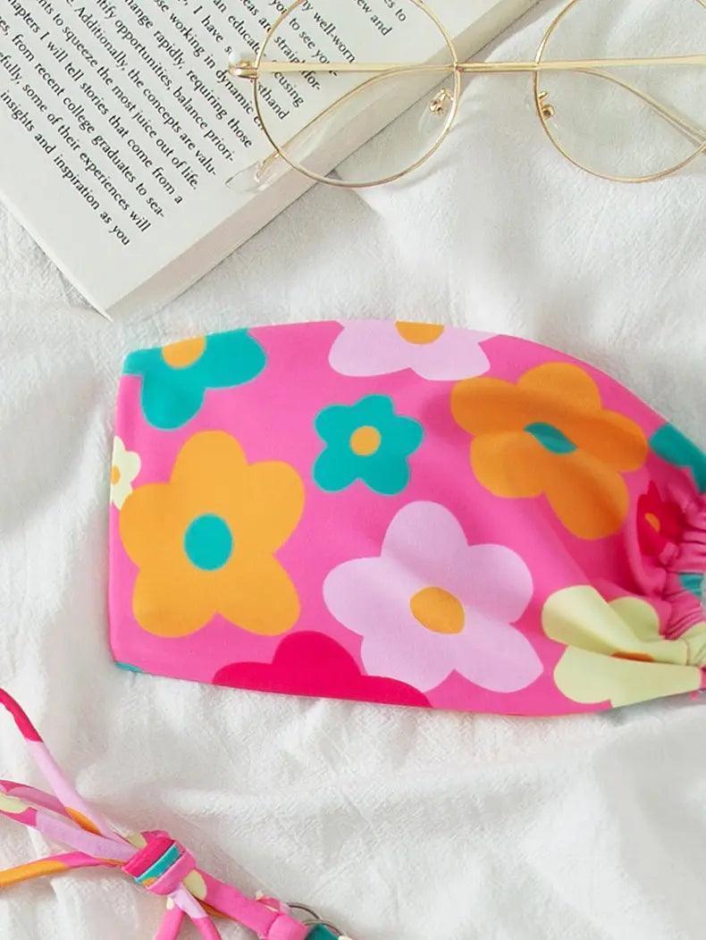 Swimsuit Women Summer Tube Top Sexy Bikini Fresh Printed Bikini Swimsuit - Venus Trendy Fashion Online