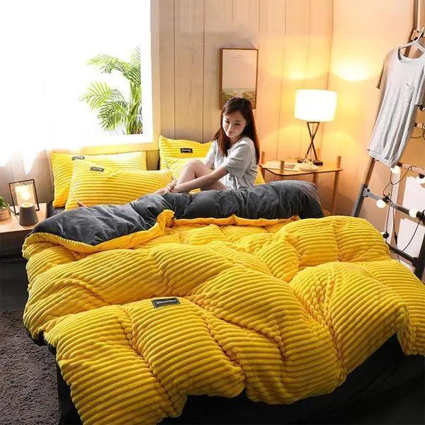 Thicken Corduroy Velvet Bedding Set - Venus Trendy Fashion Online