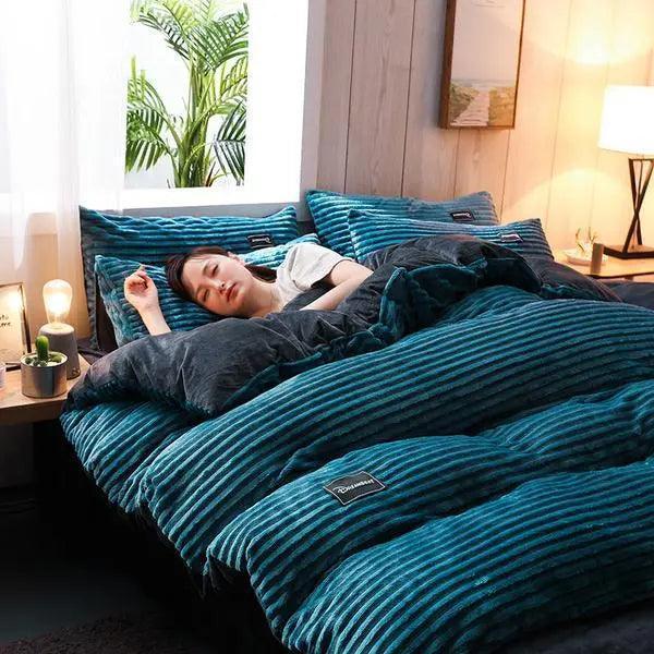 Thicken Corduroy Velvet Bedding Set - Venus Trendy Fashion Online