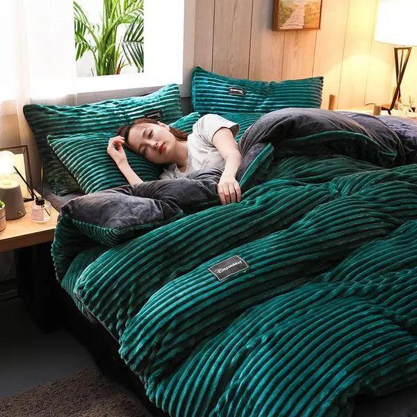 Thicken Corduroy Velvet Bedding Set - Venus Trendy Fashion Online
