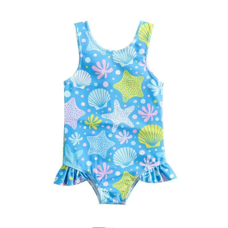 Toddlers Newborn Baby Fashion Girls Cute Shell Printed Sleeveless Swimwear - Venus Trendy Fashion Online