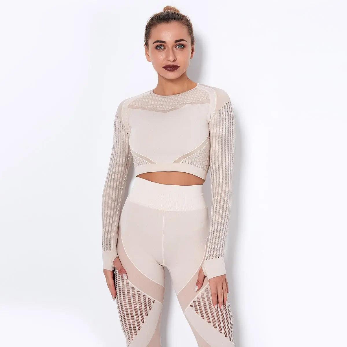 Top Quick-Drying Running Yoga Clothes Seamless Workout Long Sleeve - Venus Trendy Fashion Online