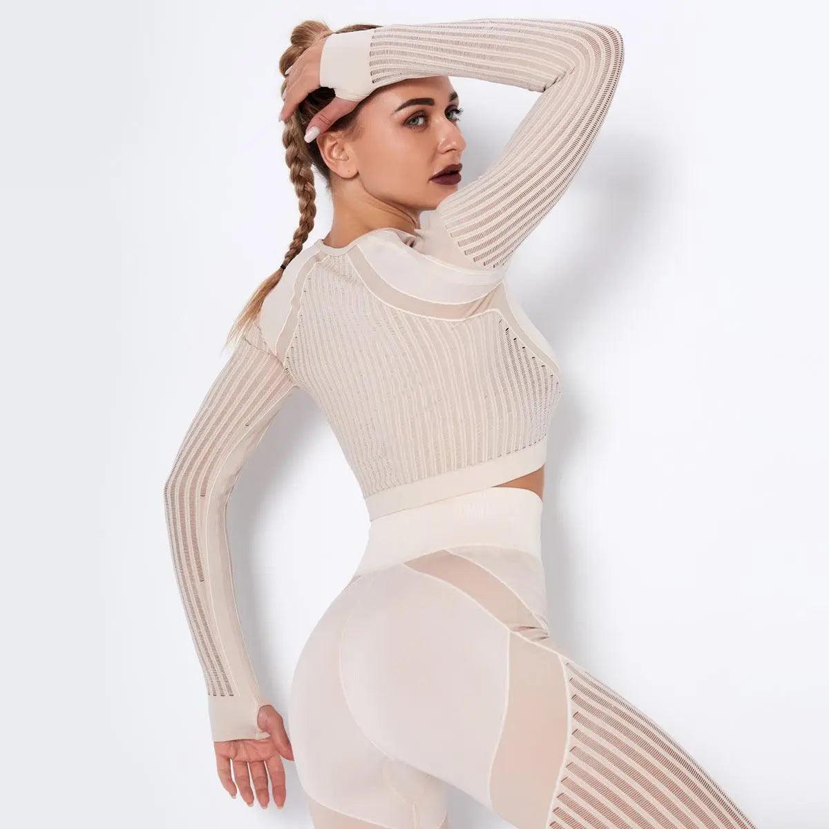 Top Quick-Drying Running Yoga Clothes Seamless Workout Long Sleeve - Venus Trendy Fashion Online