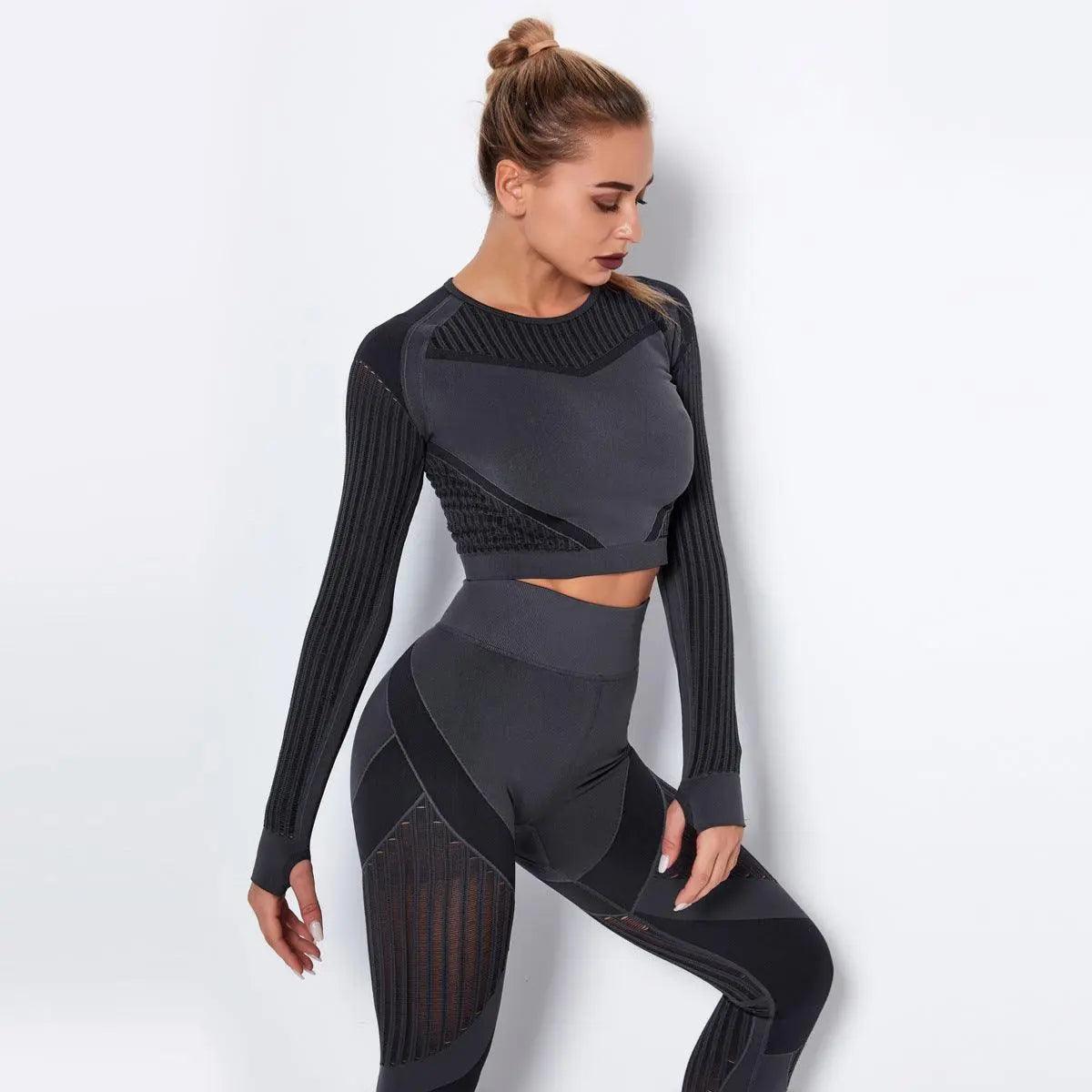 Top Quick-Drying Running Yoga Clothes Seamless Workout Long Sleeve - Venus Trendy Fashion Online