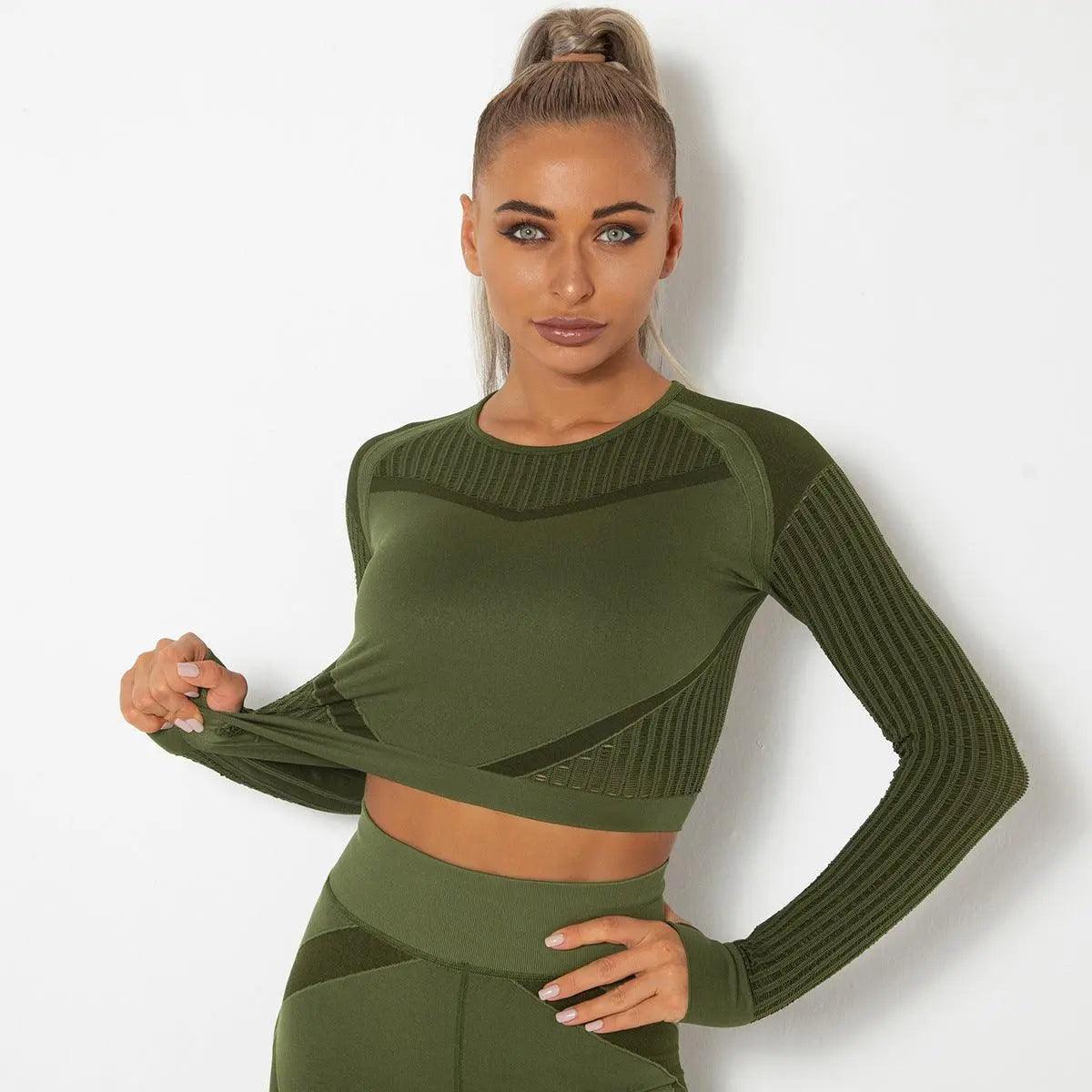 Top Quick-Drying Running Yoga Clothes Seamless Workout Long Sleeve - Venus Trendy Fashion Online