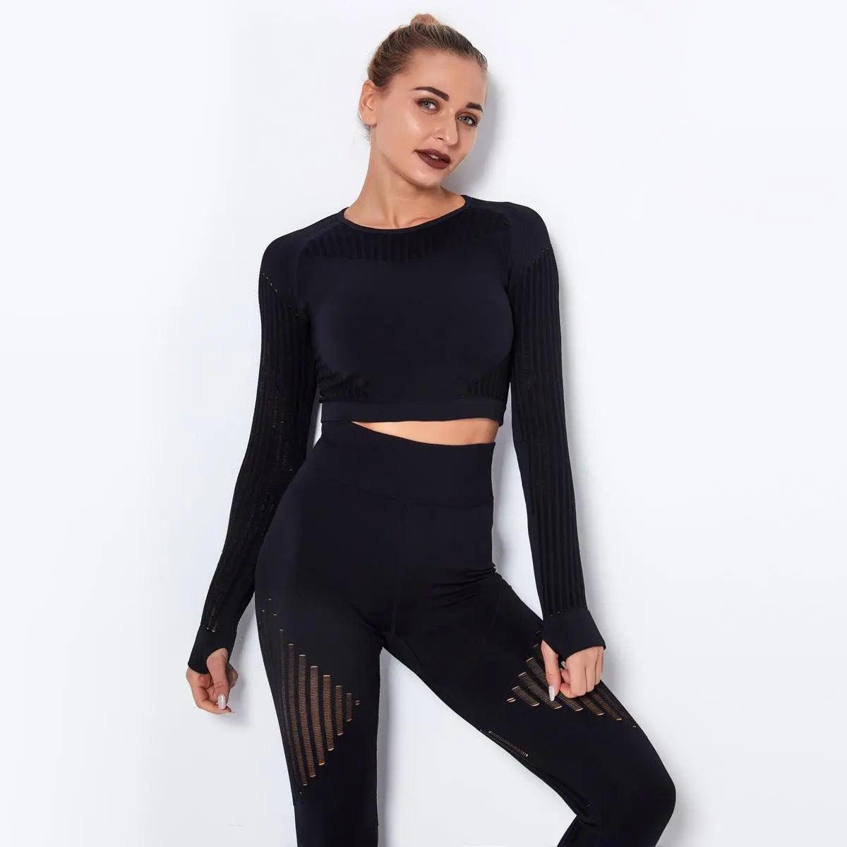 Top Quick-Drying Running Yoga Clothes Seamless Workout Long Sleeve - Venus Trendy Fashion Online