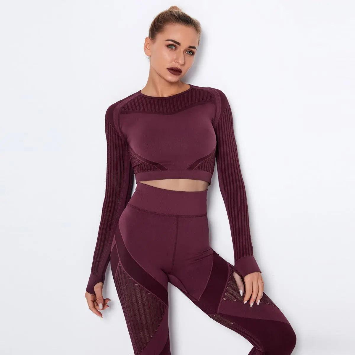 Top Quick-Drying Running Yoga Clothes Seamless Workout Long Sleeve - Venus Trendy Fashion Online