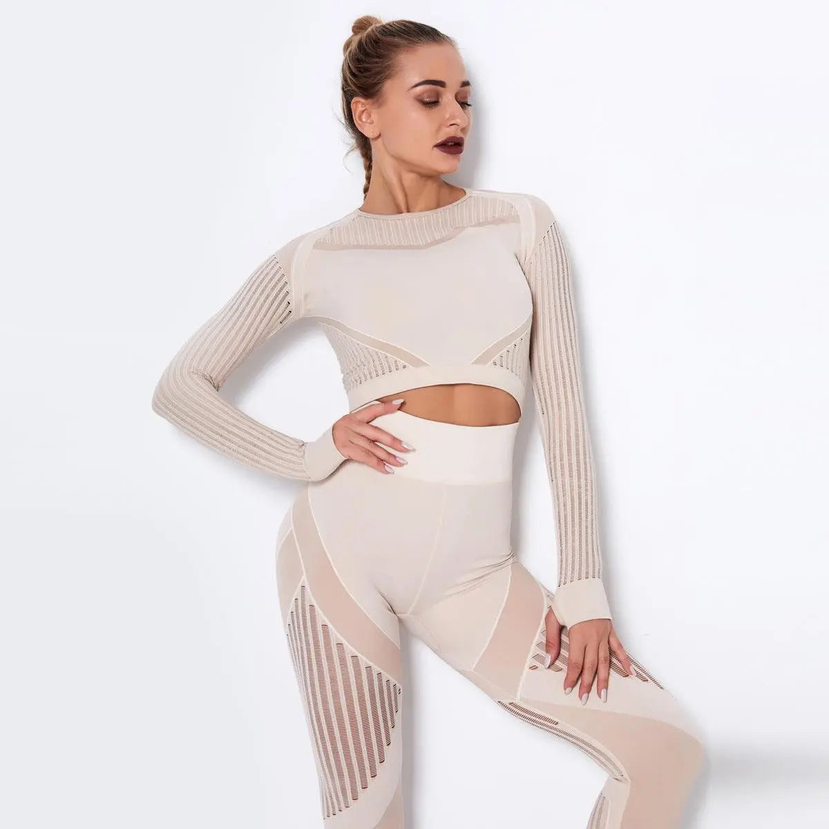 Top Quick-Drying Running Yoga Clothes Seamless Workout Long Sleeve - Venus Trendy Fashion Online