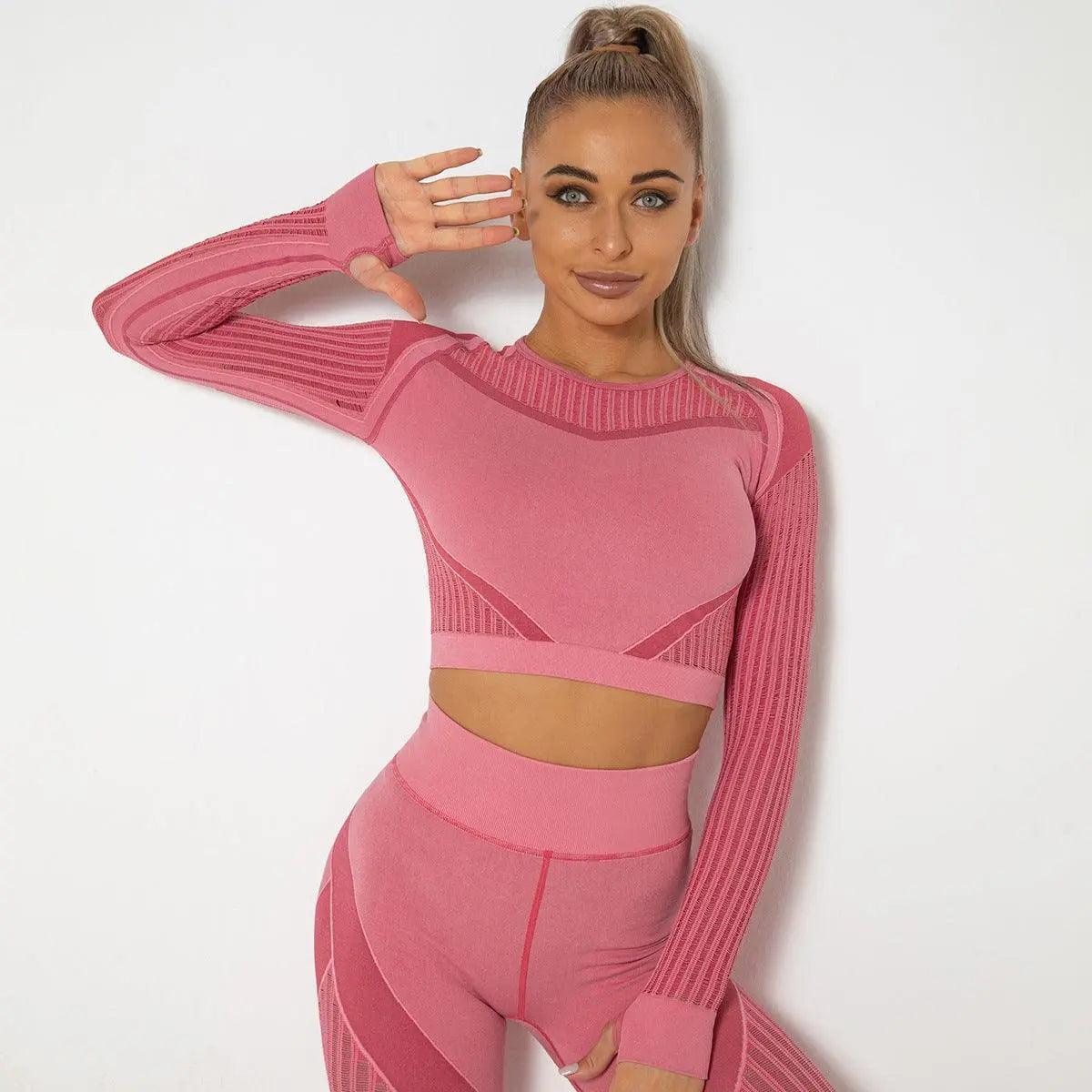 Top Quick-Drying Running Yoga Clothes Seamless Workout Long Sleeve - Venus Trendy Fashion Online