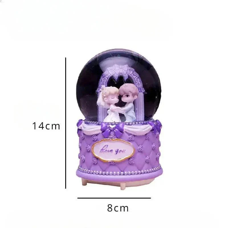 Crystal Ball Couple Music Box Resin Crafts Decoration - Venus Trendy Fashion Online
