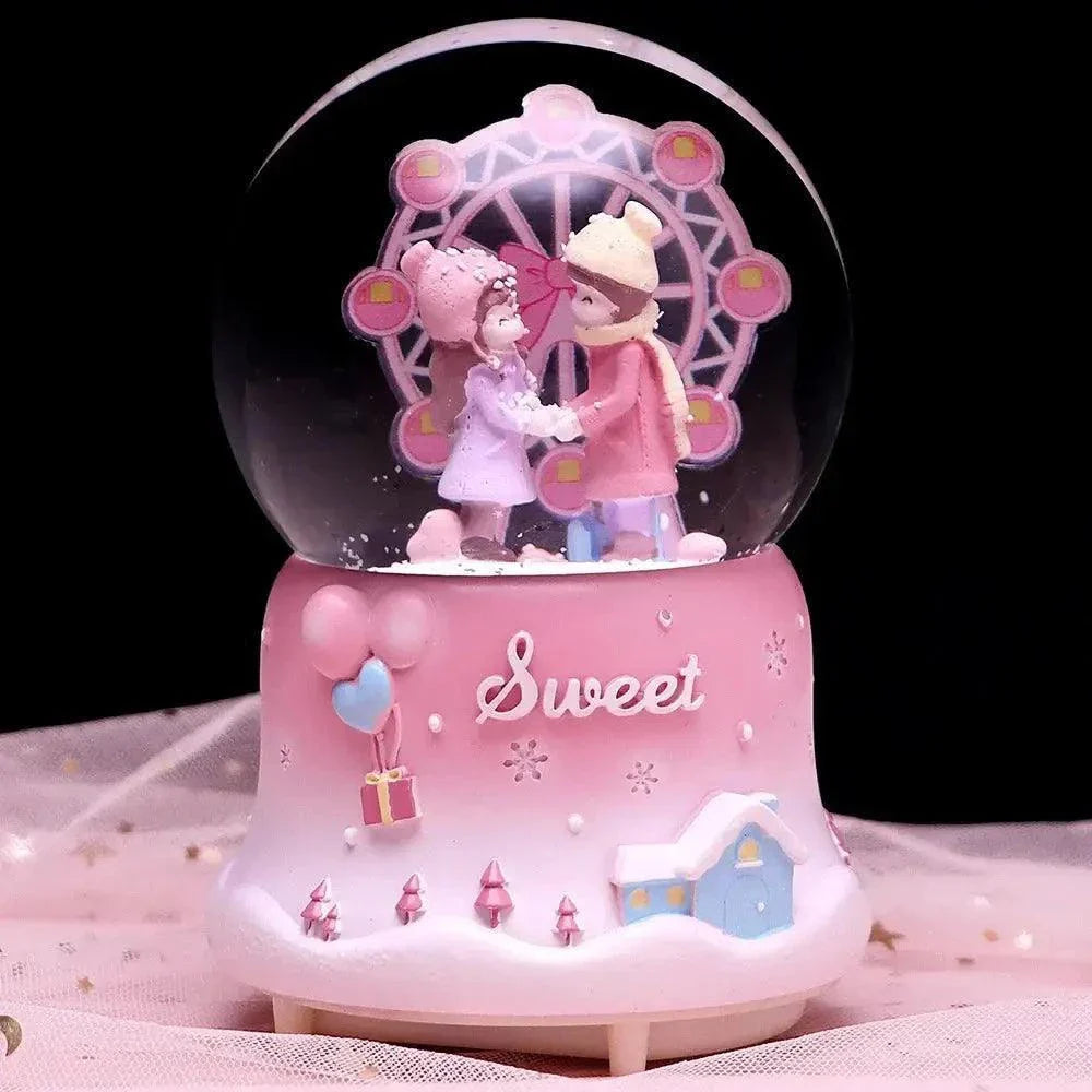 Crystal Ball Couple Music Box Resin Crafts Decoration - Venus Trendy Fashion Online
