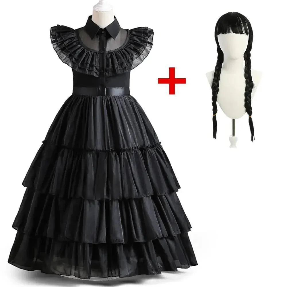 Wednesday Girl Costume for Carnival Halloween Black Events Cosplay Dress - Venus Trendy Fashion Online
