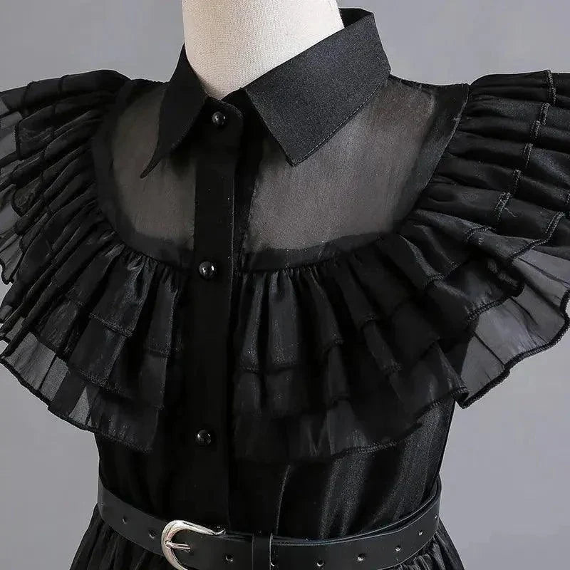 Wednesday Girl Costume for Carnival Halloween Black Events Cosplay Dress - Venus Trendy Fashion Online