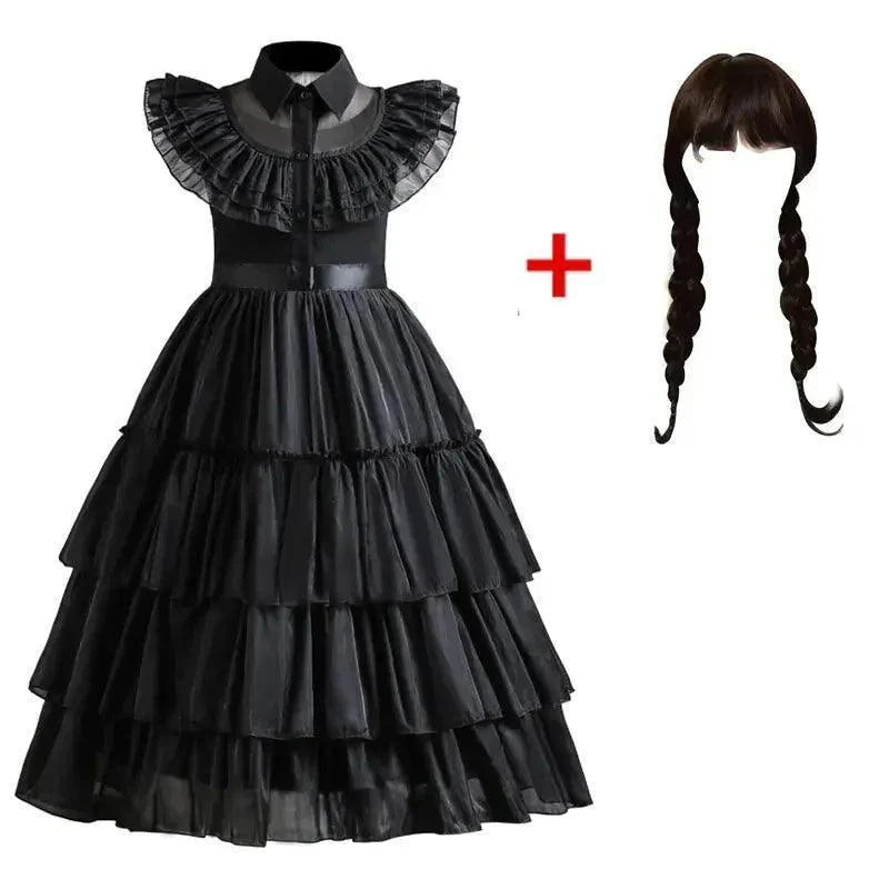 Wednesday Girl Costume for Carnival Halloween Black Events Cosplay Dress - Venus Trendy Fashion Online
