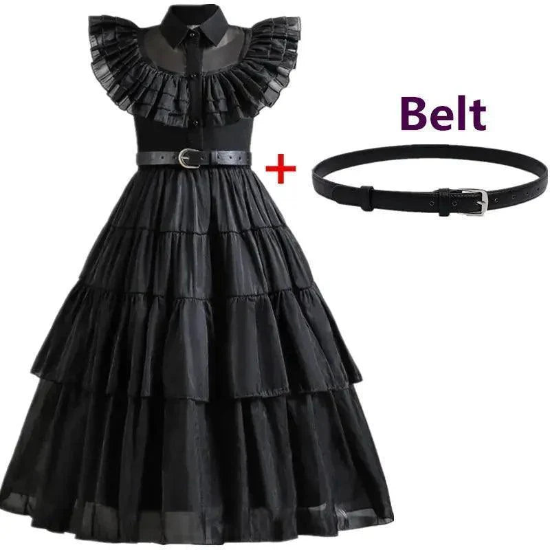Wednesday Girl Costume for Carnival Halloween Black Events Cosplay Dress - Venus Trendy Fashion Online